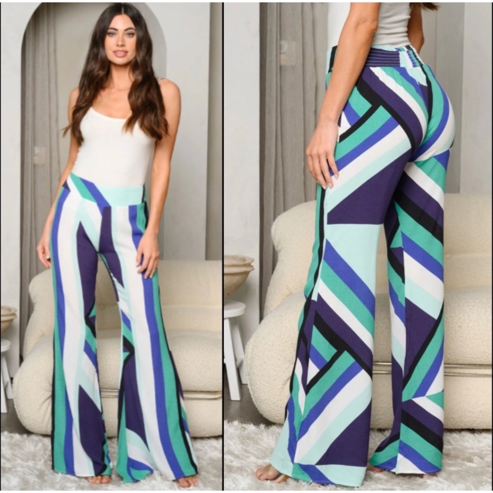 1 LEFT! Blue Palazzo Pants - Picture 3 of 5